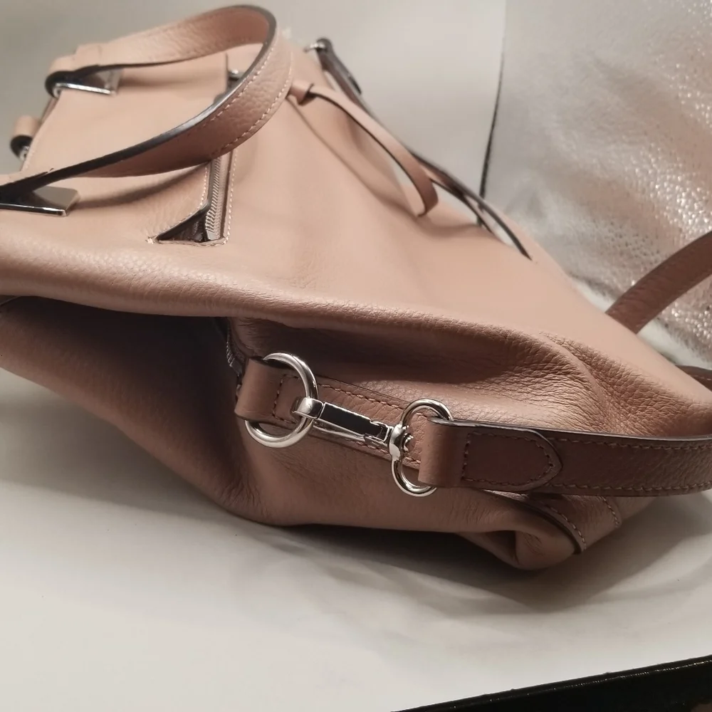 Vince Camuto Rosie Satchel Vintage Quartz Leather Blush Pink Shoulder Bag Purse - Picture 7 of 14